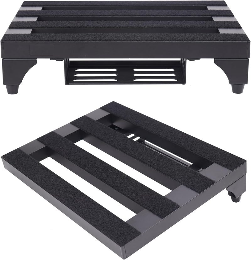 Soyan 14" x 10.6" Aluminum Alloy Guitar Pedal Board with Power Supply Tray, Carry Bag & Mounting Tapes Included (Black, APB-14BK) - Image 3